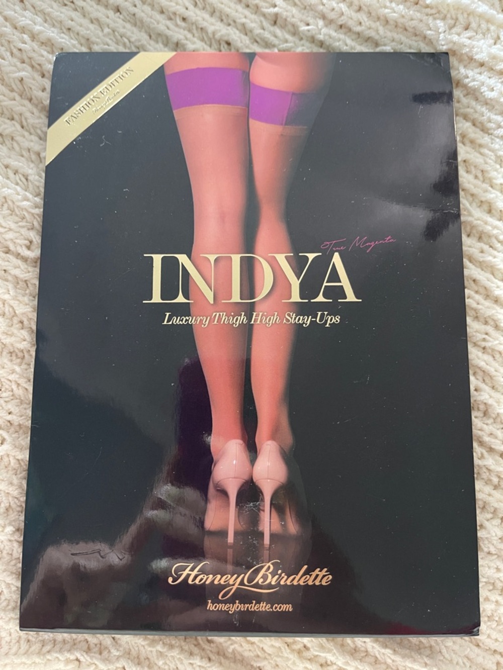 Honey Birdette INDYA Thigh Highs in Magenta and Nude